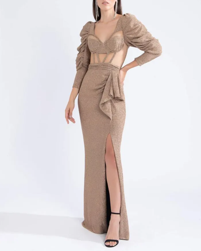 Women Dresses and Jumpsuits PatBO LUREX BUSTIER MAXI DRESS FINAL SALE Gold