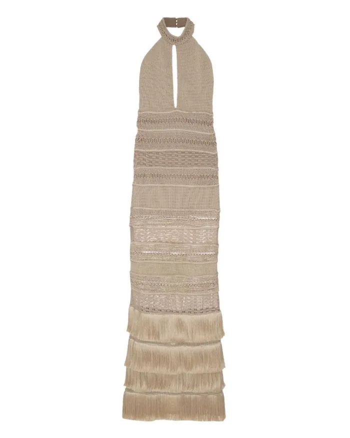 Women Dresses and Jumpsuits PatBO Metallic Knit Halterneck Maxi Dress Clay