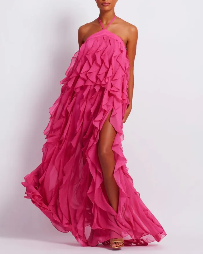 Women Dresses and Jumpsuits PatBO Ruffle Halterneck Maxi Dress FINAL SALE Malibu