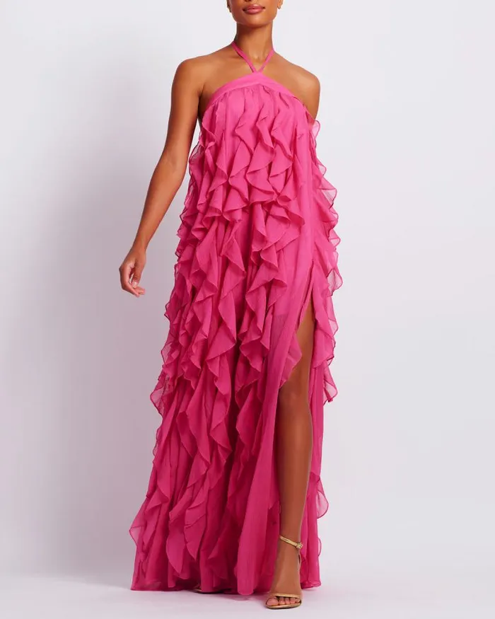 Women Dresses and Jumpsuits PatBO Ruffle Halterneck Maxi Dress FINAL SALE Malibu