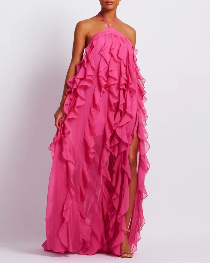 Women Dresses and Jumpsuits PatBO Ruffle Halterneck Maxi Dress FINAL SALE Malibu