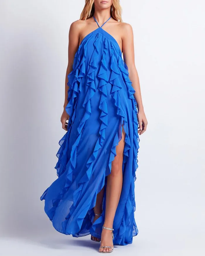 Women Dresses and Jumpsuits PatBO RUFFLE HALTERNECK MAXI DRESS FINAL SALE Ultramarine