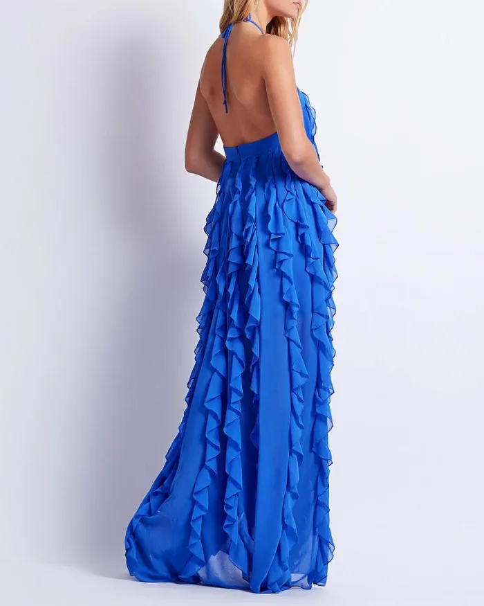 Women Dresses and Jumpsuits PatBO RUFFLE HALTERNECK MAXI DRESS FINAL SALE Ultramarine