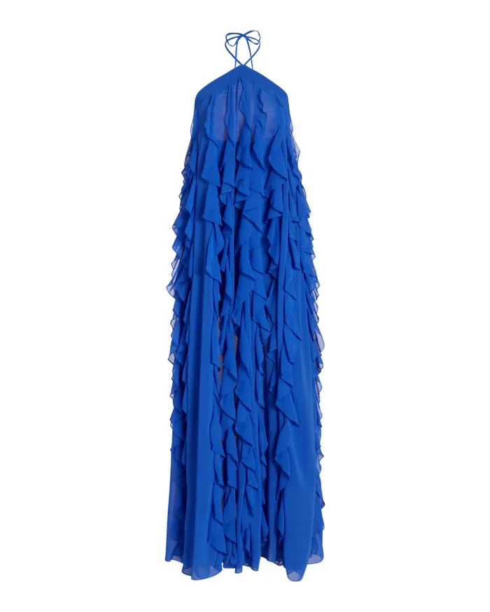 Women Dresses and Jumpsuits PatBO RUFFLE HALTERNECK MAXI DRESS FINAL SALE Ultramarine