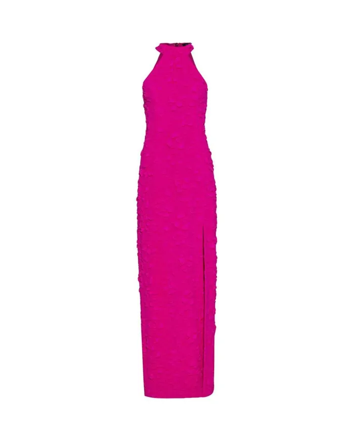 Women Dresses and Jumpsuits PatBO Stretch Jacquard High Neck Maxi Dress FINAL SALE Neon Pink