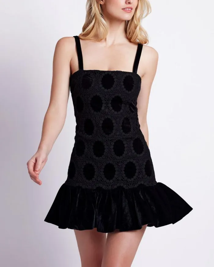 Women Dresses and Jumpsuits PatBO VELVET LACE SLEEVELESS MINI DRESS Black