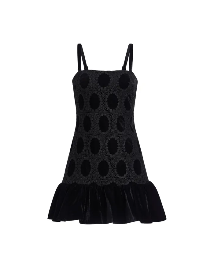 Women Dresses and Jumpsuits PatBO VELVET LACE SLEEVELESS MINI DRESS Black