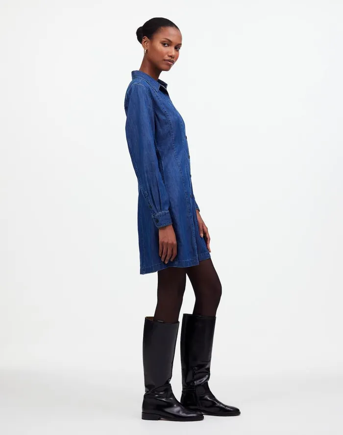 Women Dresses Madewell Denim Seamed Mini Dress In Clearfield Wash Clearfield Wash