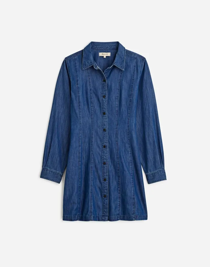 Women Dresses Madewell Denim Seamed Mini Dress In Clearfield Wash Clearfield Wash