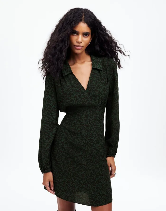 Women Dresses Madewell LongSleeve Mini Shirtdress In Floral Green Print