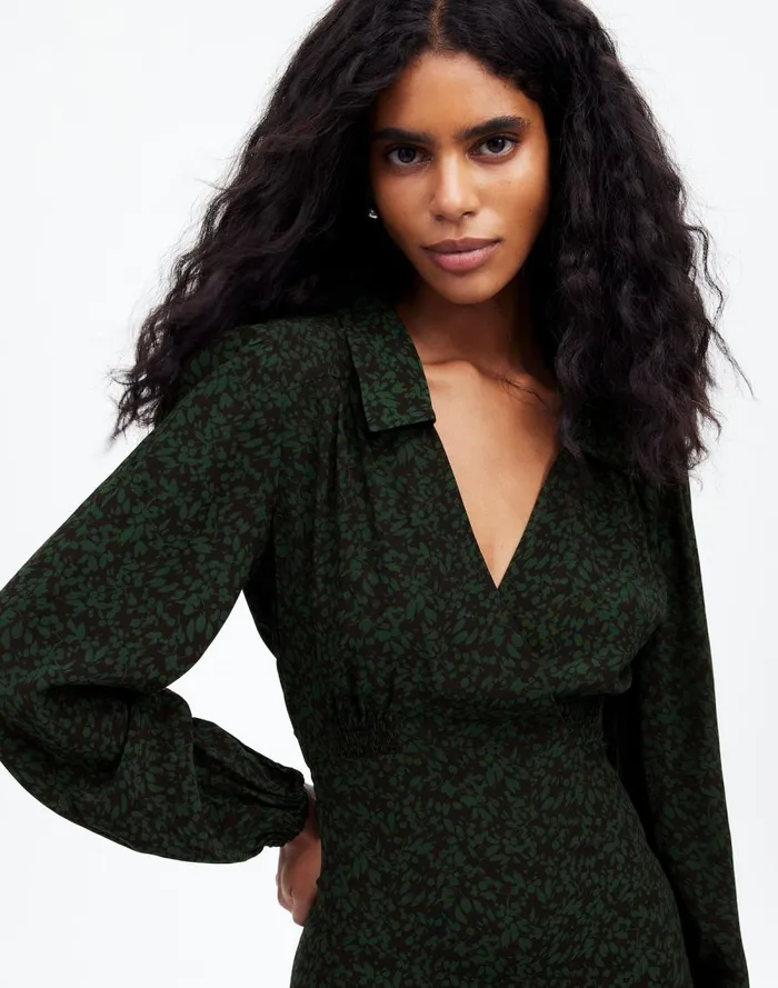 Women Dresses Madewell LongSleeve Mini Shirtdress In Floral Green Print