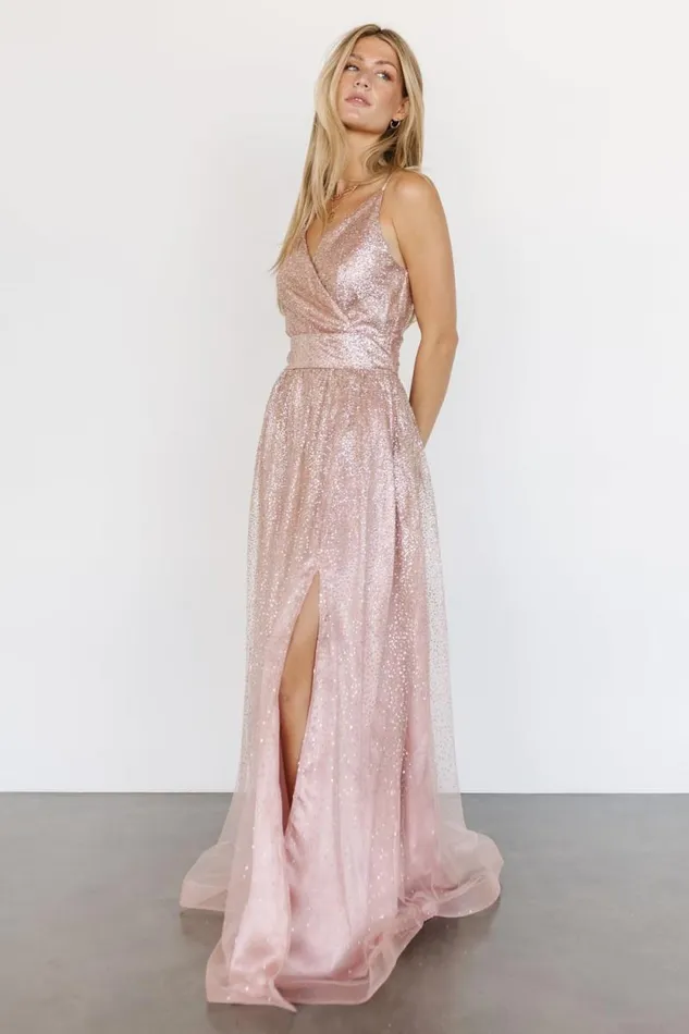 Women Ellie Shimmer Gown Dusty Rose Baltic Born Embellished and Sequined