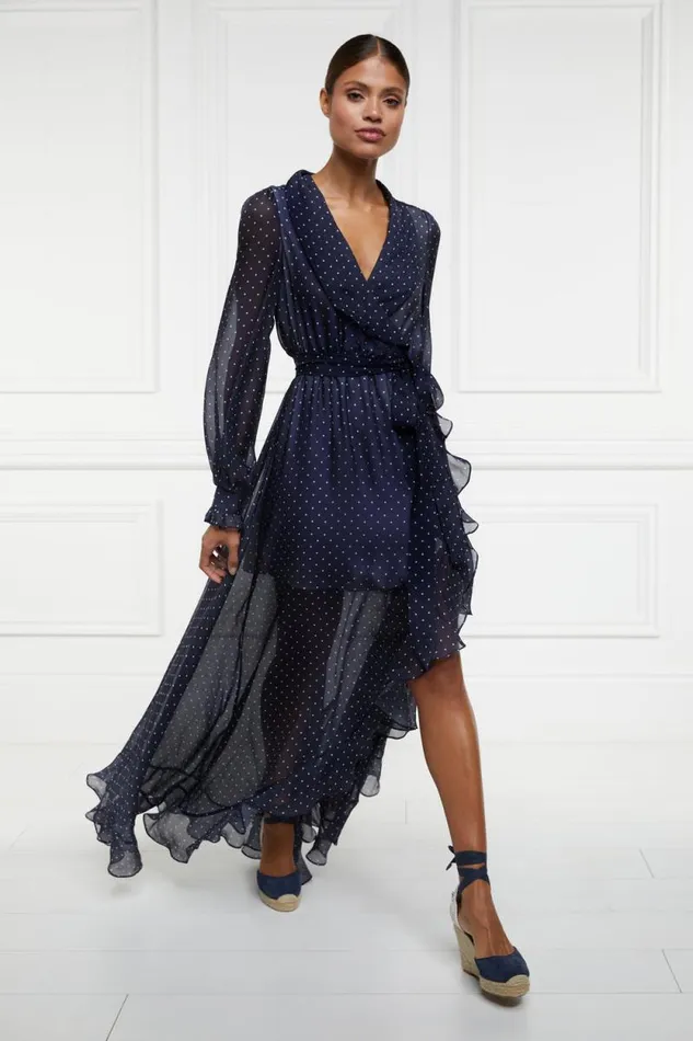 Women Ellisa Maxi Dress Navy Polka Dot Holland Cooper Dresses