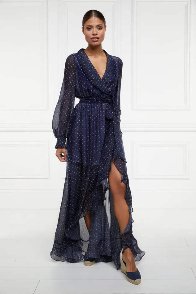 Women Ellisa Maxi Dress Navy Polka Dot Holland Cooper Dresses