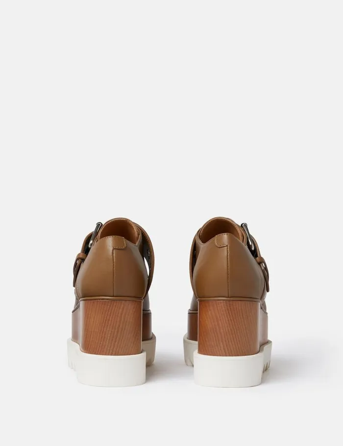 Women Elyse StarStudded Buckle Platform Shoes Pecan Brown Stella McCartney Wedges Women Elyse StarStudded Buckle Platform Shoes Pecan Brown Stella McCartney Wedges
