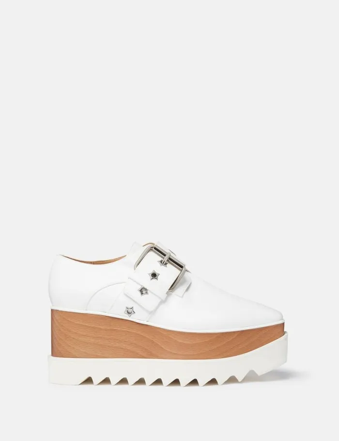 Women Elyse StarStudded Buckle Platform Shoes Pure White Stella McCartney Wedges