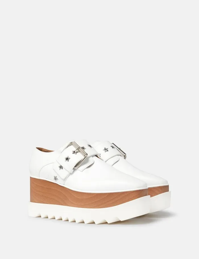 Women Elyse StarStudded Buckle Platform Shoes Pure White Stella McCartney Wedges Women Elyse StarStudded Buckle Platform Shoes Pure White Stella McCartney Wedges