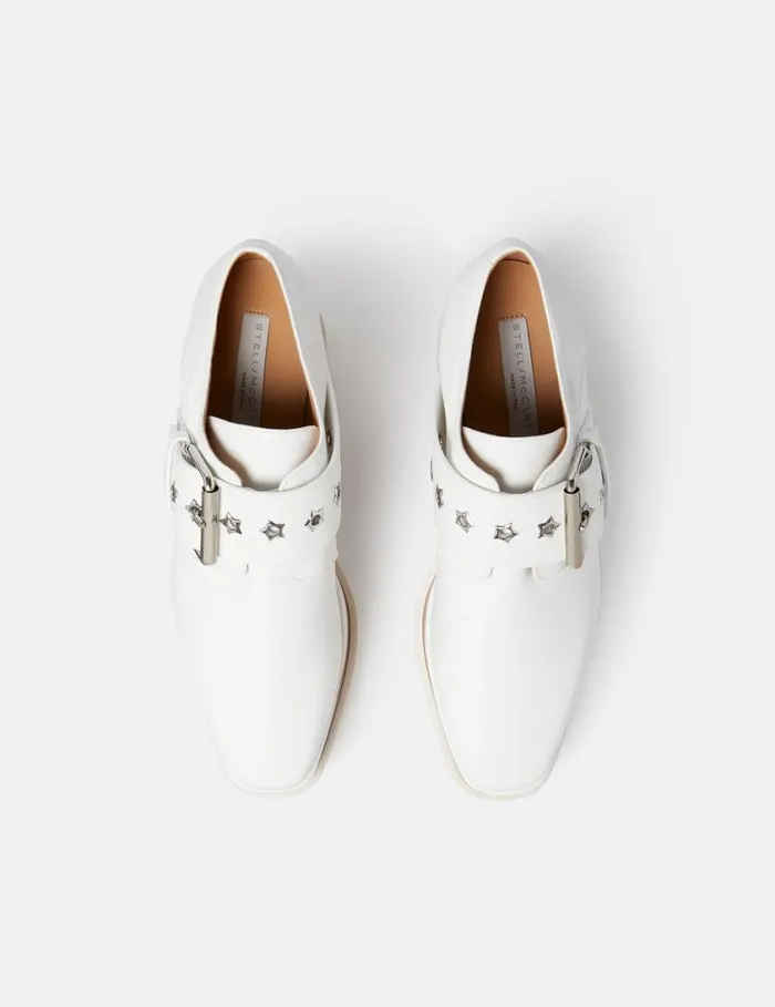 Women Elyse StarStudded Buckle Platform Shoes Pure White Stella McCartney Wedges Women Elyse StarStudded Buckle Platform Shoes Pure White Stella McCartney Wedges