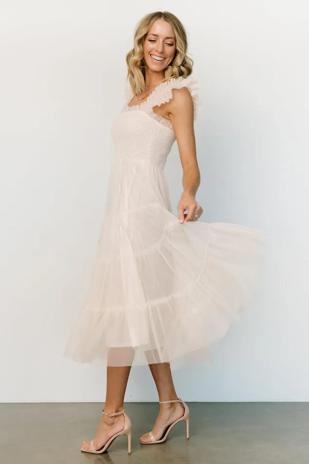 Women Emma Smocked Tulle Dress Beige Baltic Born Tulle Styles Women Emma Smocked Tulle Dress Beige Baltic Born Tulle Styles