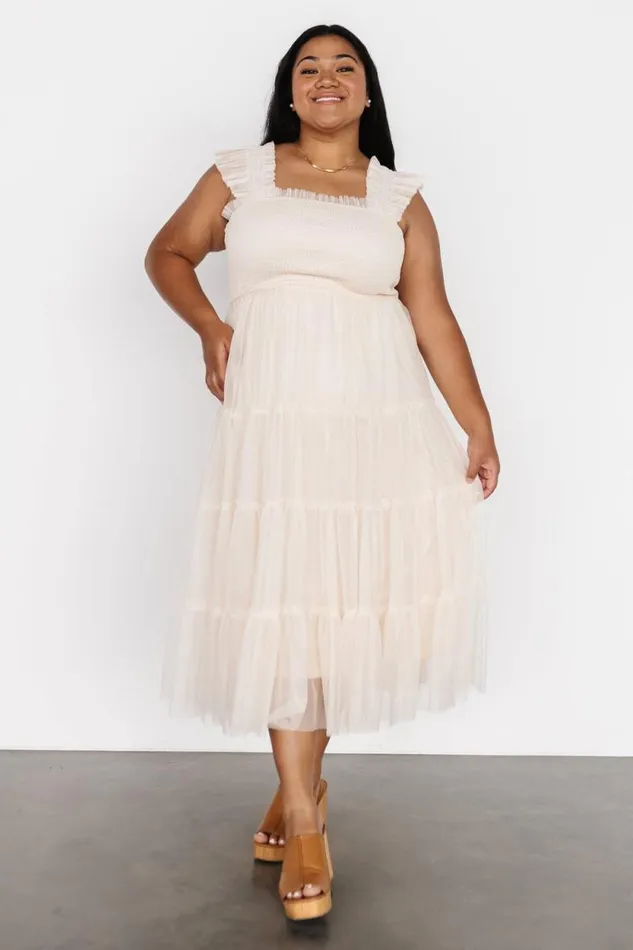 Women Emma Smocked Tulle Dress Beige Baltic Born Tulle Styles Women Emma Smocked Tulle Dress Beige Baltic Born Tulle Styles