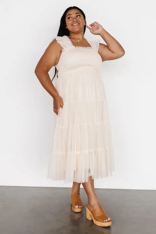 Women Emma Smocked Tulle Dress Beige Baltic Born Tulle Styles Women Emma Smocked Tulle Dress Beige Baltic Born Tulle Styles