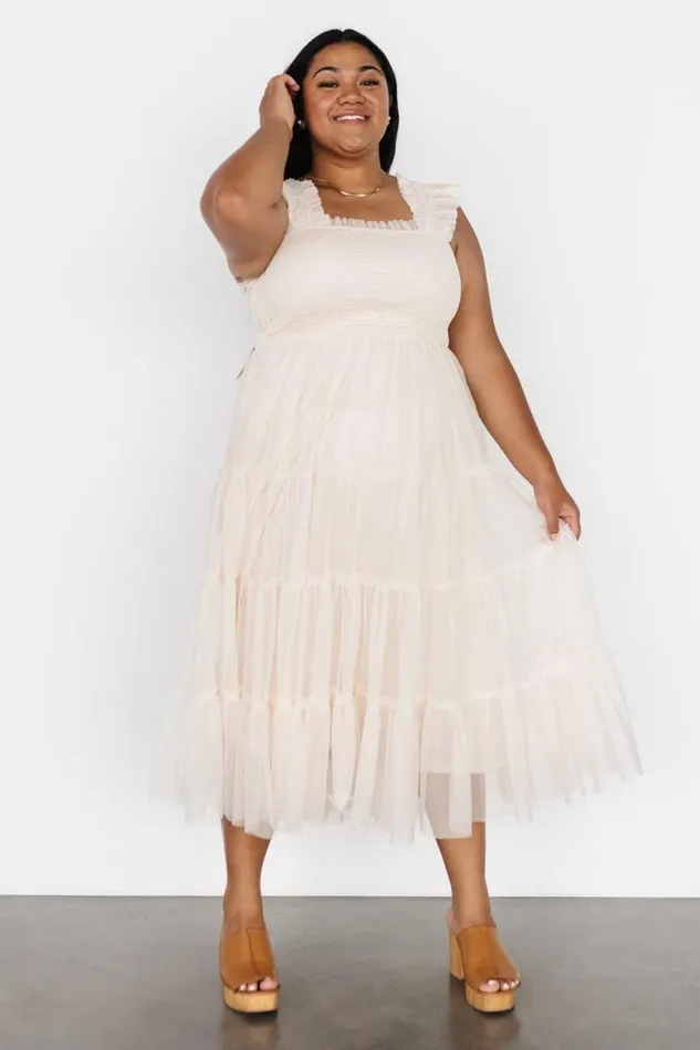 Women Emma Smocked Tulle Dress Beige Baltic Born Tulle Styles Women Emma Smocked Tulle Dress Beige Baltic Born Tulle Styles