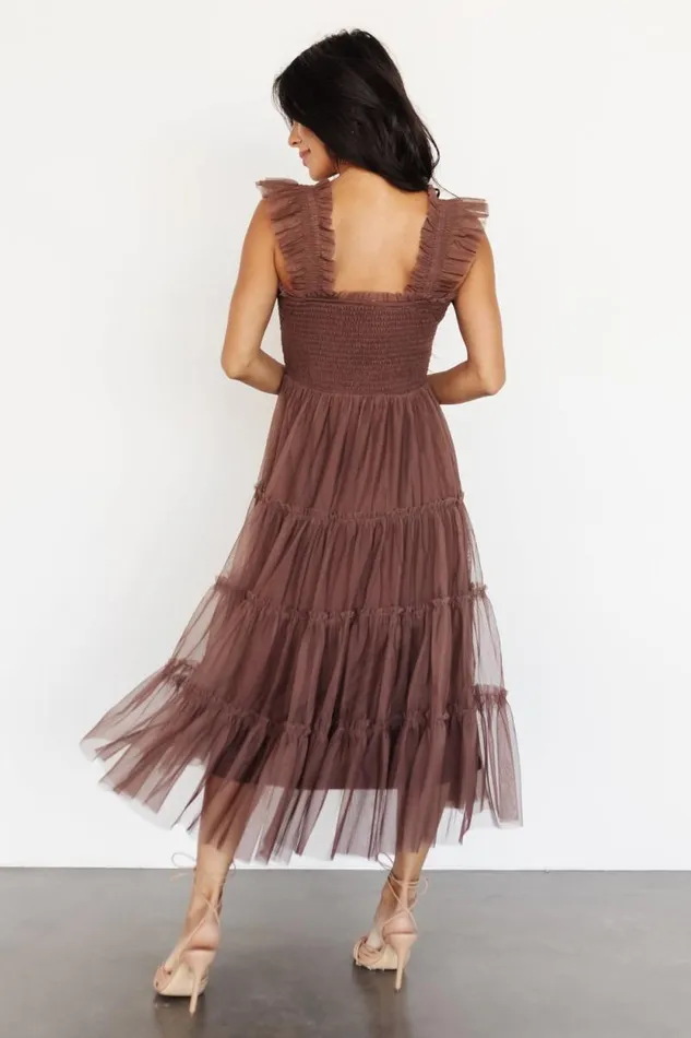 Women Emma Smocked Tulle Dress Brown Baltic Born Tulle Styles Women Emma Smocked Tulle Dress Brown Baltic Born Tulle Styles