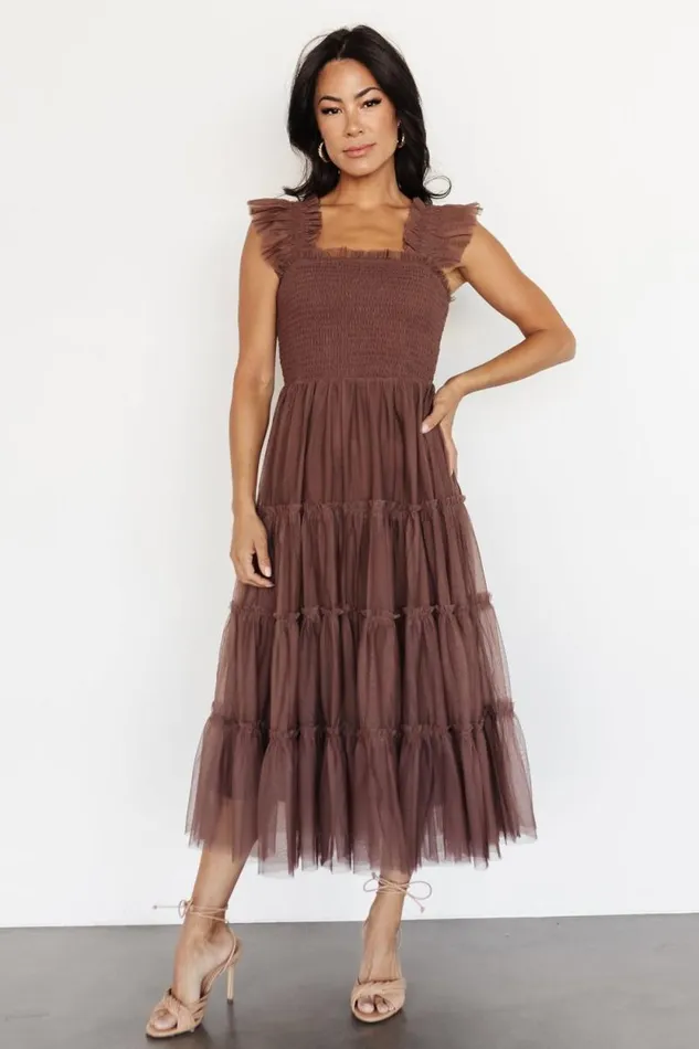 Women Emma Smocked Tulle Dress Brown Baltic Born Tulle Styles Women Emma Smocked Tulle Dress Brown Baltic Born Tulle Styles