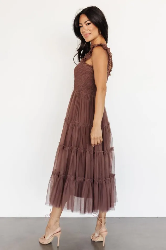Women Emma Smocked Tulle Dress Brown Baltic Born Tulle Styles Women Emma Smocked Tulle Dress Brown Baltic Born Tulle Styles