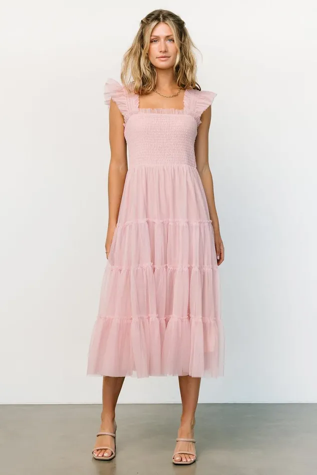 Women Emma Smocked Tulle Dress Mauve Baltic Born Midi Dresses