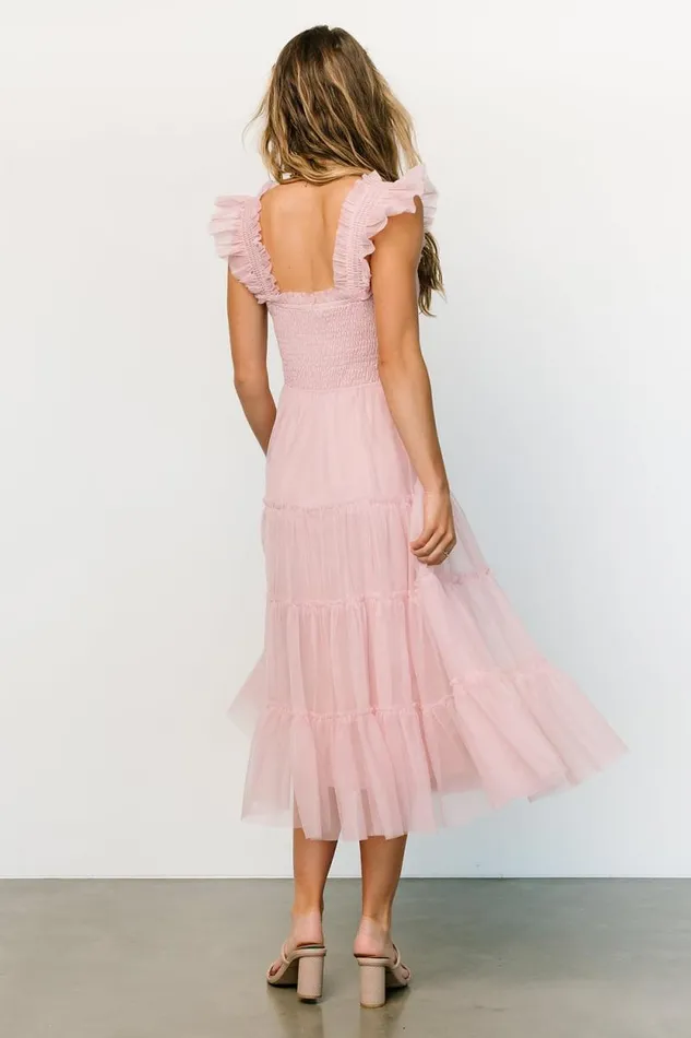 Women Emma Smocked Tulle Dress Mauve Baltic Born Midi Dresses Women Emma Smocked Tulle Dress Mauve Baltic Born Midi Dresses