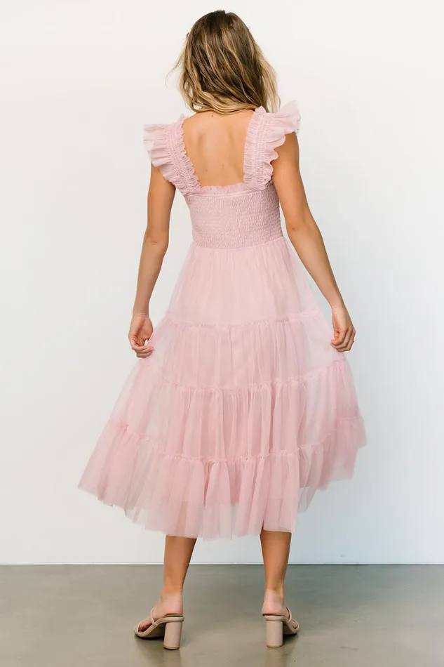 Women Emma Smocked Tulle Dress Mauve Baltic Born Midi Dresses Women Emma Smocked Tulle Dress Mauve Baltic Born Midi Dresses