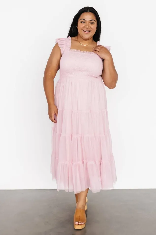 Women Emma Smocked Tulle Dress Mauve Baltic Born Midi Dresses Women Emma Smocked Tulle Dress Mauve Baltic Born Midi Dresses