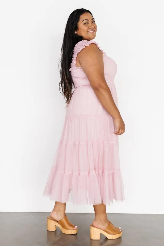 Women Emma Smocked Tulle Dress Mauve Baltic Born Midi Dresses Women Emma Smocked Tulle Dress Mauve Baltic Born Midi Dresses