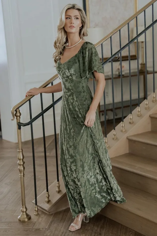 Women Everley Velvet Maxi Dress Dark Sage Baltic Born Maxi Dresses Women Everley Velvet Maxi Dress Dark Sage Baltic Born Maxi Dresses