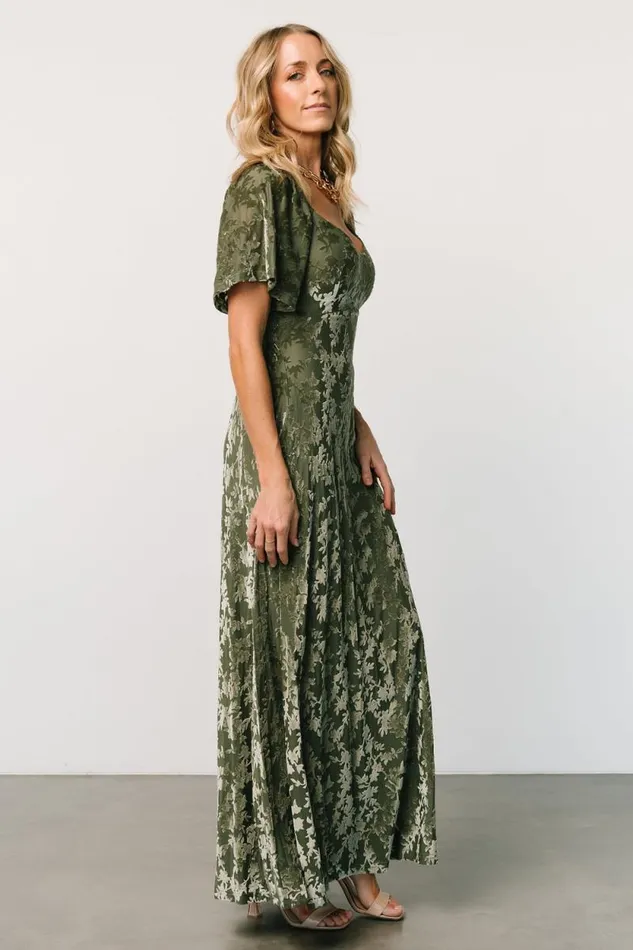 Women Everley Velvet Maxi Dress Dark Sage Baltic Born Maxi Dresses Women Everley Velvet Maxi Dress Dark Sage Baltic Born Maxi Dresses