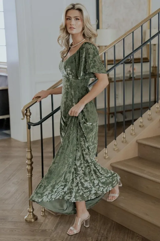 Women Everley Velvet Maxi Dress Dark Sage Baltic Born Maxi Dresses Women Everley Velvet Maxi Dress Dark Sage Baltic Born Maxi Dresses