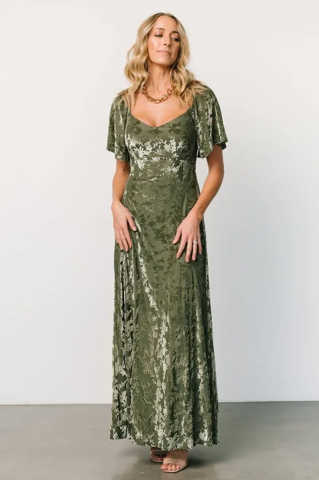 Women Everley Velvet Maxi Dress Dark Sage Baltic Born Maxi Dresses Women Everley Velvet Maxi Dress Dark Sage Baltic Born Maxi Dresses