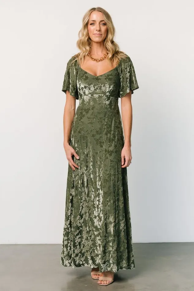 Women Everley Velvet Maxi Dress Dark Sage Baltic Born Maxi Dresses Women Everley Velvet Maxi Dress Dark Sage Baltic Born Maxi Dresses