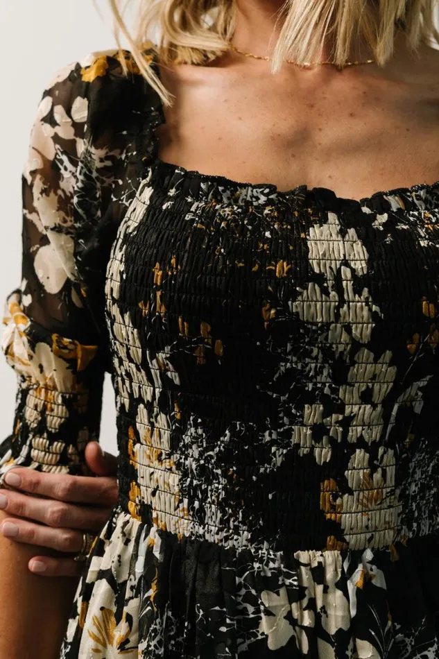 Women Fabian Jacquard Midi Dress Black Floral Baltic Born Midi Dresses Women Fabian Jacquard Midi Dress Black Floral Baltic Born Midi Dresses