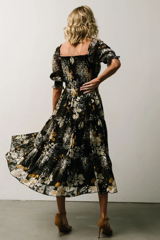 Women Fabian Jacquard Midi Dress Black Floral Baltic Born Midi Dresses Women Fabian Jacquard Midi Dress Black Floral Baltic Born Midi Dresses