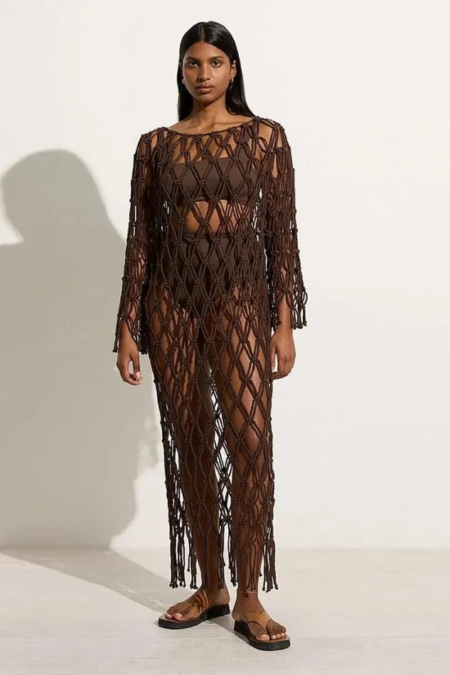 Women Faithfull The Brand Accessories Sintra Macrame Dress Chocolate