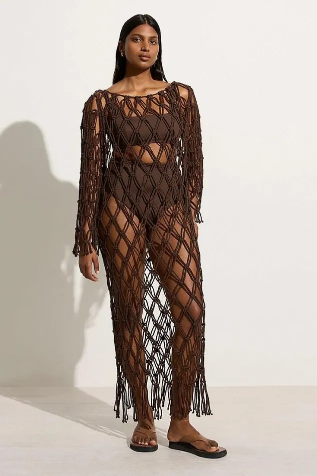 Women Faithfull The Brand Accessories Sintra Macrame Dress Chocolate
