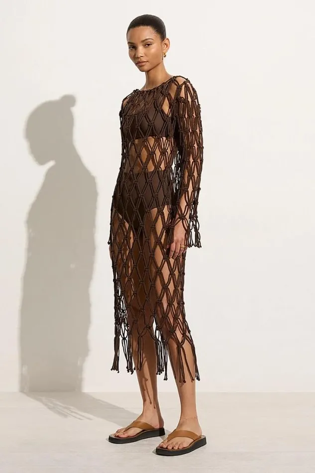 Women Faithfull The Brand Accessories Sintra Macrame Dress Chocolate
