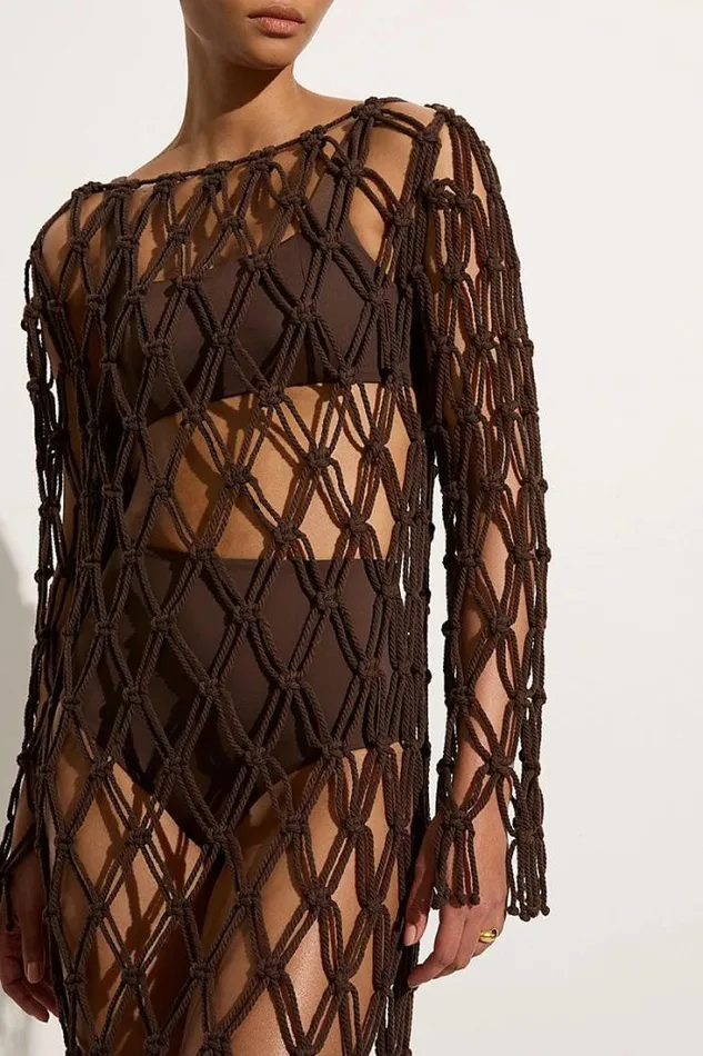 Women Faithfull The Brand Accessories Sintra Macrame Dress Chocolate