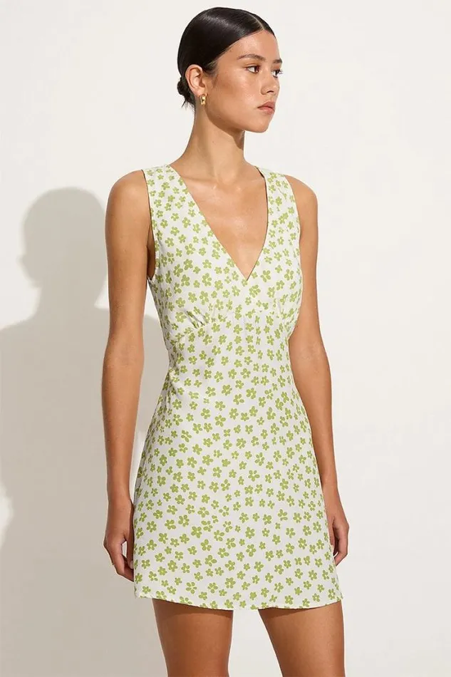 Women Faithfull The Brand Dresses Penne Mini Dress Gita Floral Green 8211 Final Sale