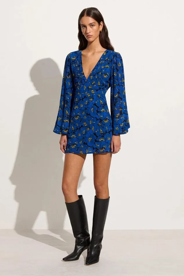 Women Faithfull The Brand Mini Dresses Blythe Mini Dress El Limon Floral Blue