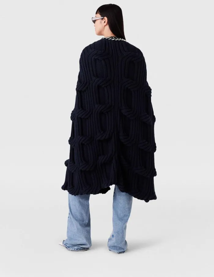 Women Falabella Chain CableKnit Cape Navy Stella McCartney Coats And Jackets Women Falabella Chain CableKnit Cape Navy Stella McCartney Coats And Jackets