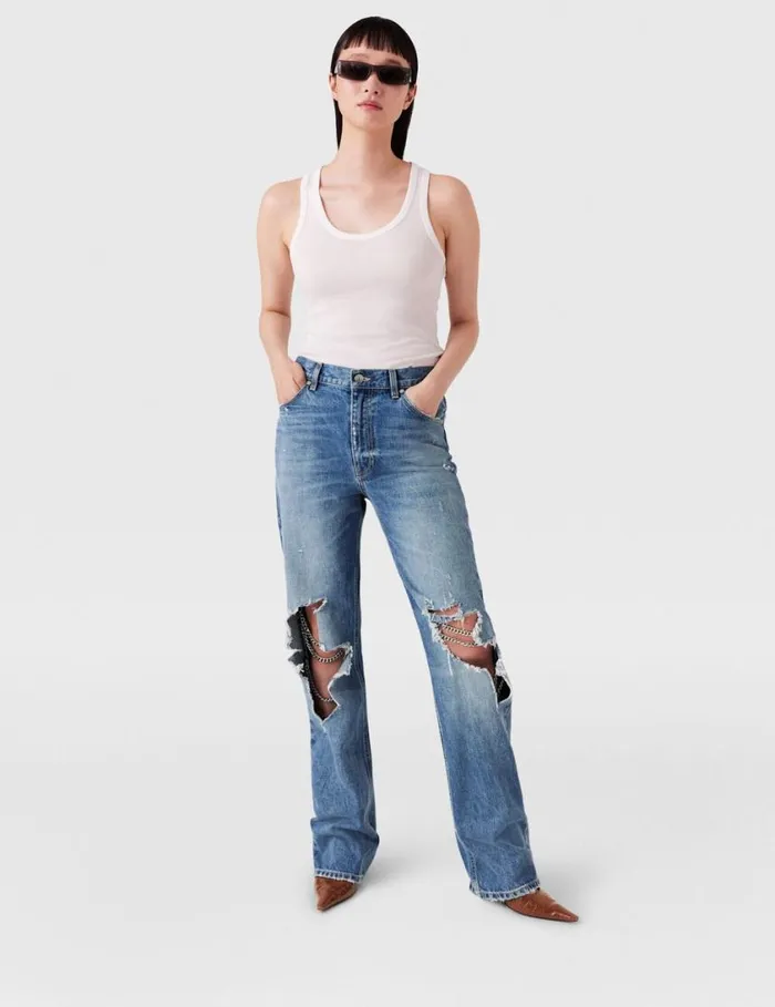 Women Falabella Knees Bootcut Jeans Blue Stella McCartney Pants And Shorts Women Falabella Knees Bootcut Jeans Blue Stella McCartney Pants And Shorts