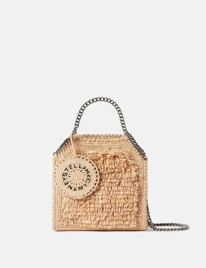 Women Falabella Raffia Tiny Tote Bag Natural Stella McCartney Crossbody Bags